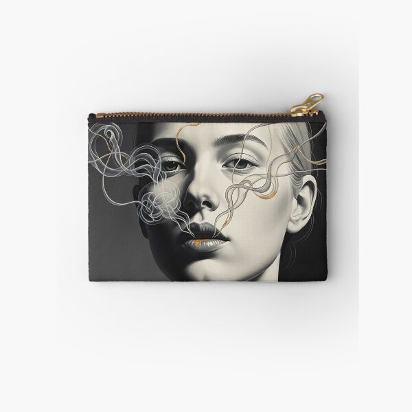 Item preview, Abstract Surreal Woman Face Gold Smoke Art Illustration designed and sold by Osmose-Studio.