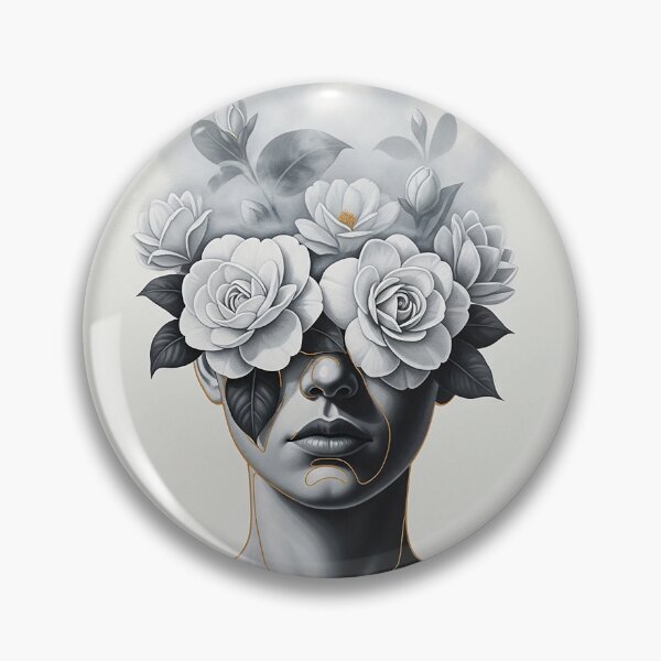 Item preview, Abstract Surreal Woman Face White Flowers Art Illustration designed and sold by Osmose-Studio.