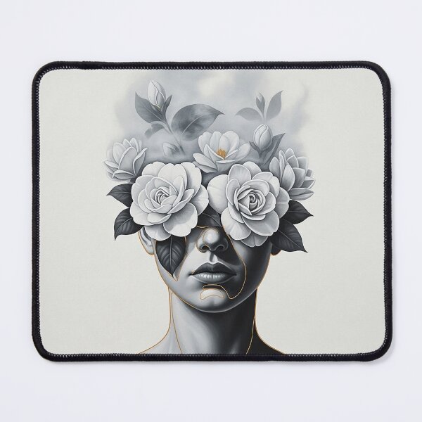 Item preview, Abstract Surreal Woman Face White Flowers Art Illustration designed and sold by Osmose-Studio ⭐⭐⭐⭐⭐.