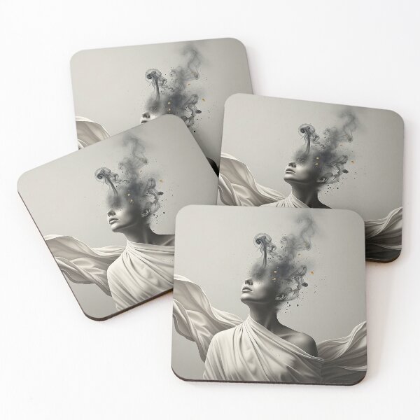 Item preview, Abstract Surreal Woman Face Exploding Smoke Art Illustration designed and sold by Osmose-Studio.