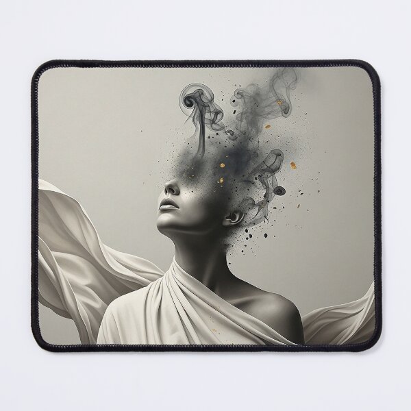 Item preview, Abstract Surreal Woman Face Exploding Smoke Art Illustration designed and sold by Osmose-Studio.