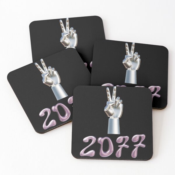 Item preview, Metallic Chrome Peace Hand | Futuristic 2077 | Streetwear Art designed and sold by Rawafi Art Studio.