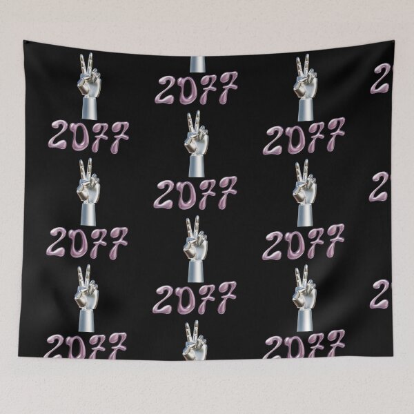 Item preview, Metallic Chrome Peace Hand | Futuristic 2077 | Streetwear Art designed and sold by Rawafi Art Studio.