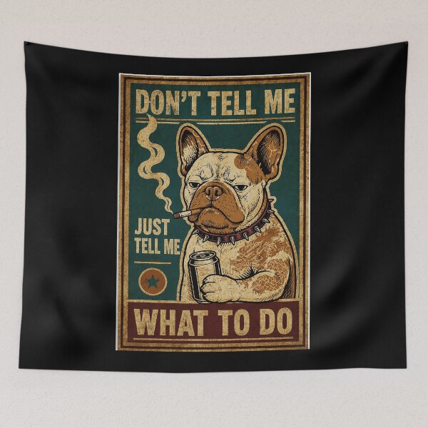 Item preview, Grumpy French Bulldog Smoking Cigar Vintage Rebel Poster designed and sold by ferminhays.