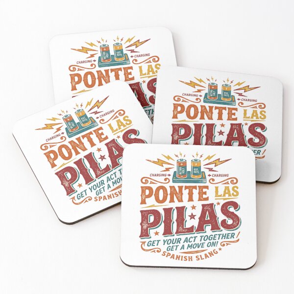 Item preview, Ponte Las Pilas Spanish Phrase Slang Retro Motivation designed and sold by PictoVibe.