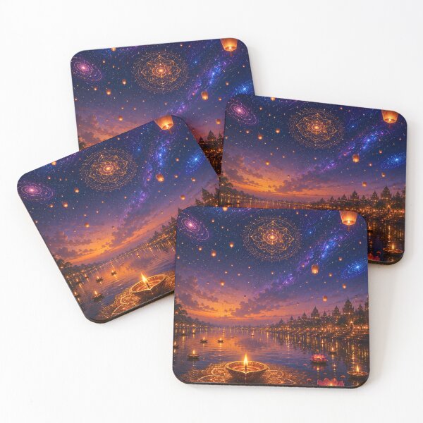 Item preview, Cosmic Diwali Series | Celestial Lantern Festival Night Artwork designed and sold by Homyar.