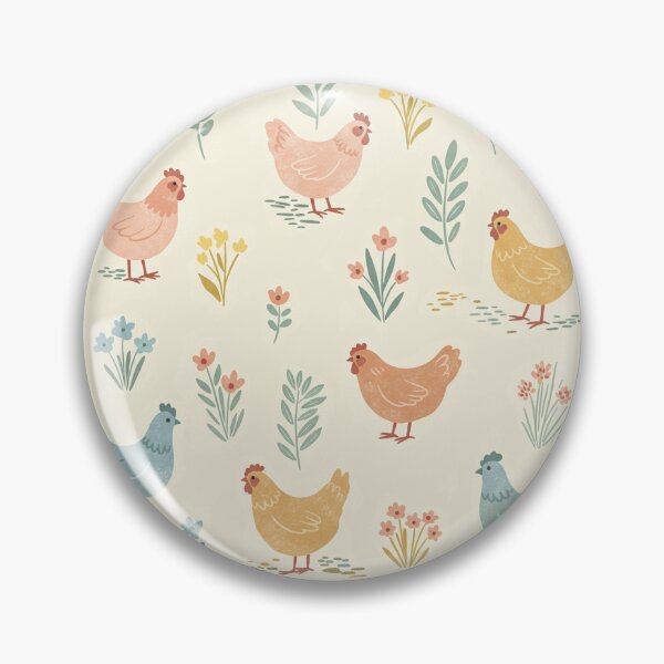 Item preview, Pastel Farm Chickens with Wildflowers 2 designed and sold by Pasteltone.