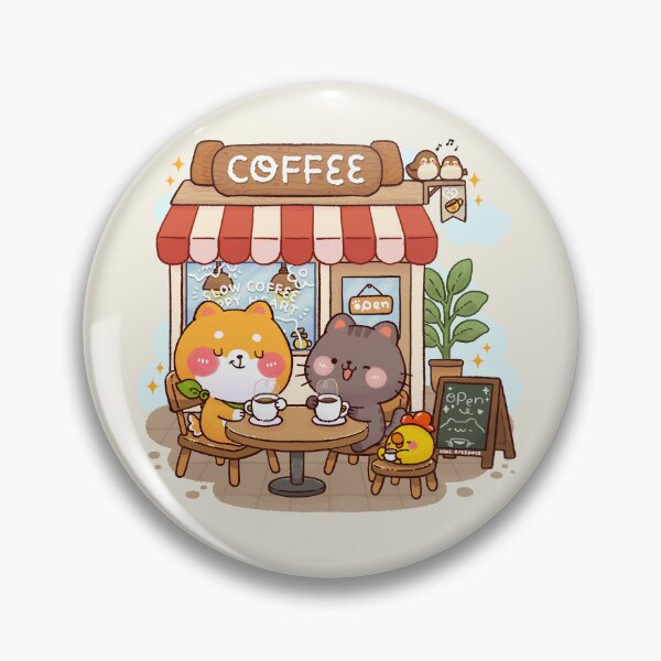 Item preview, Slow Coffee Happy Heart – Cute Shiba Inu Coffee Shop Illustration designed and sold by NasDoodleArt.