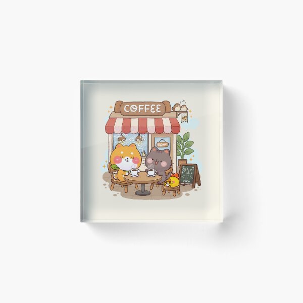 Item preview, Slow Coffee Happy Heart – Cute Shiba Inu Coffee Shop Illustration designed and sold by NasDoodleArt.