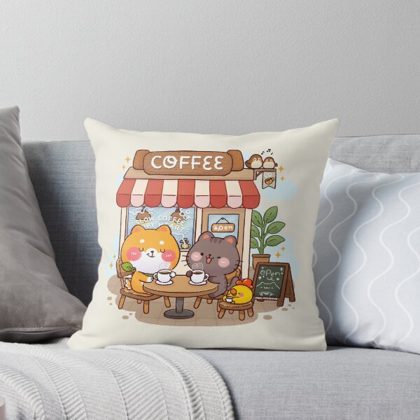 Item preview, Slow Coffee Happy Heart – Cute Shiba Inu Coffee Shop Illustration designed and sold by NasDoodleArt.