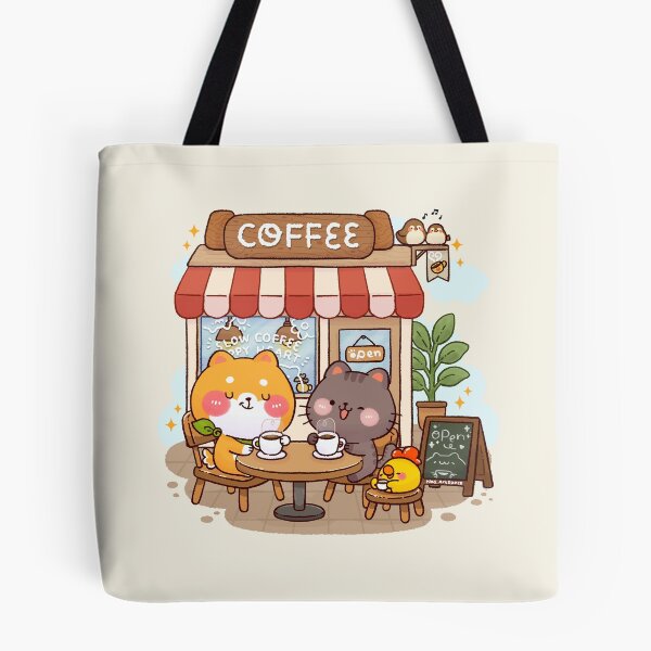 Item preview, Slow Coffee Happy Heart – Cute Shiba Inu Coffee Shop Illustration designed and sold by NasDoodleArt.