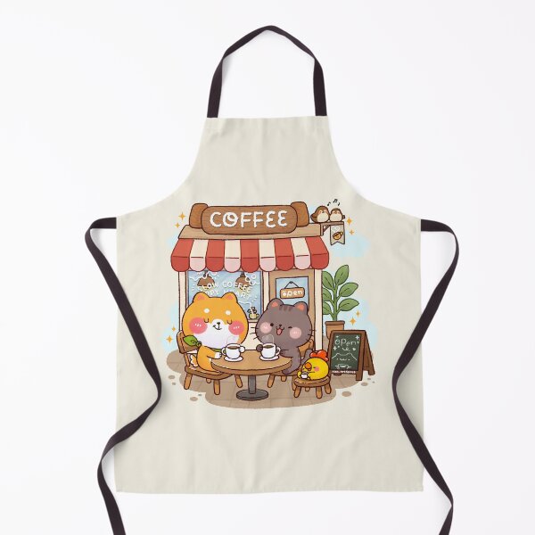 Item preview, Slow Coffee Happy Heart – Cute Shiba Inu Coffee Shop Illustration designed and sold by NasDoodleArt.