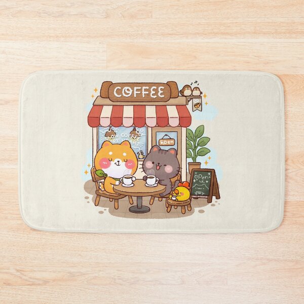 Item preview, Slow Coffee Happy Heart – Cute Shiba Inu Coffee Shop Illustration designed and sold by NasDoodleArt.