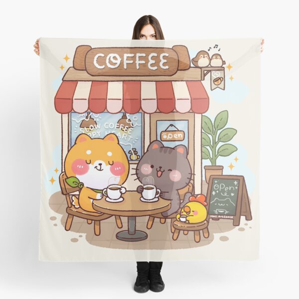 Item preview, Slow Coffee Happy Heart – Cute Shiba Inu Coffee Shop Illustration designed and sold by NasDoodleArt.