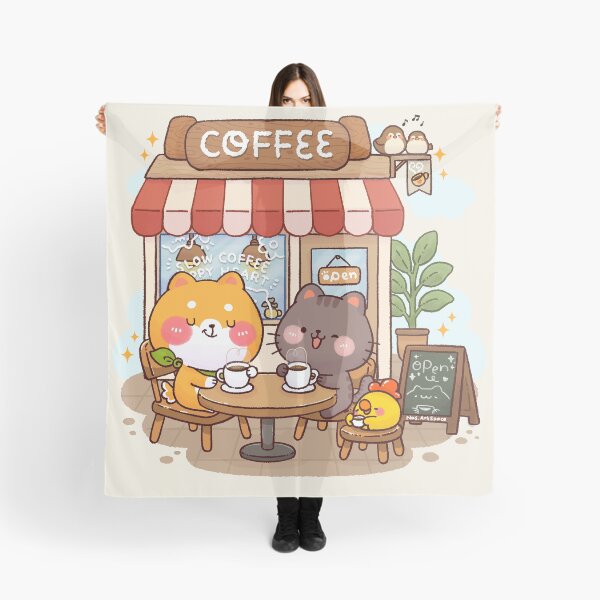 Item preview, Slow Coffee Happy Heart – Cute Shiba Inu Coffee Shop Illustration designed and sold by NasDoodleArt.