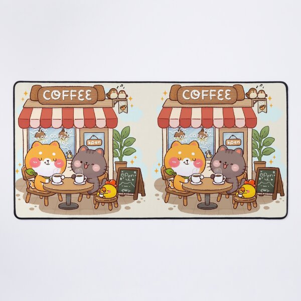 Item preview, Slow Coffee Happy Heart – Cute Shiba Inu Coffee Shop Illustration designed and sold by NasDoodleArt.
