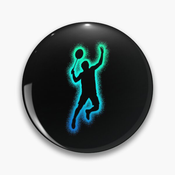 Item preview, Neon Badminton Player Silhouette With Electric Shuttle Smash Energy designed and sold by allistermariam.