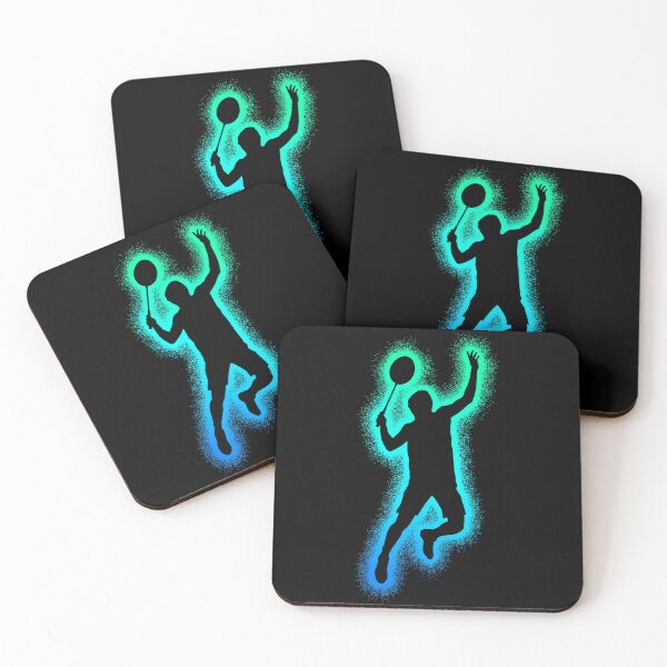Item preview, Neon Badminton Player Silhouette With Electric Shuttle Smash Energy designed and sold by allistermariam.