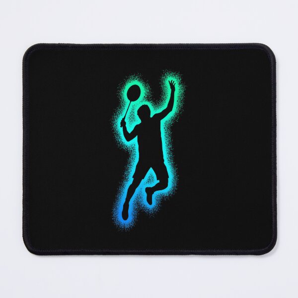 Item preview, Neon Badminton Player Silhouette With Electric Shuttle Smash Energy designed and sold by allistermariam.