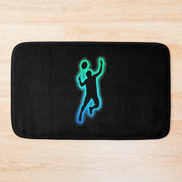 Item preview, Neon Badminton Player Silhouette With Electric Shuttle Smash Energy designed and sold by allistermariam.