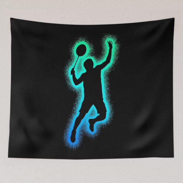 Item preview, Neon Badminton Player Silhouette With Electric Shuttle Smash Energy designed and sold by allistermariam.