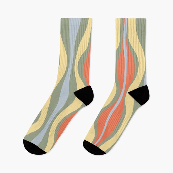Item preview, Mid Century Modern Abstract Hourglass Pattern Sage Persimmon Butter Yellow Ice Blue designed and sold by kierkegaard.