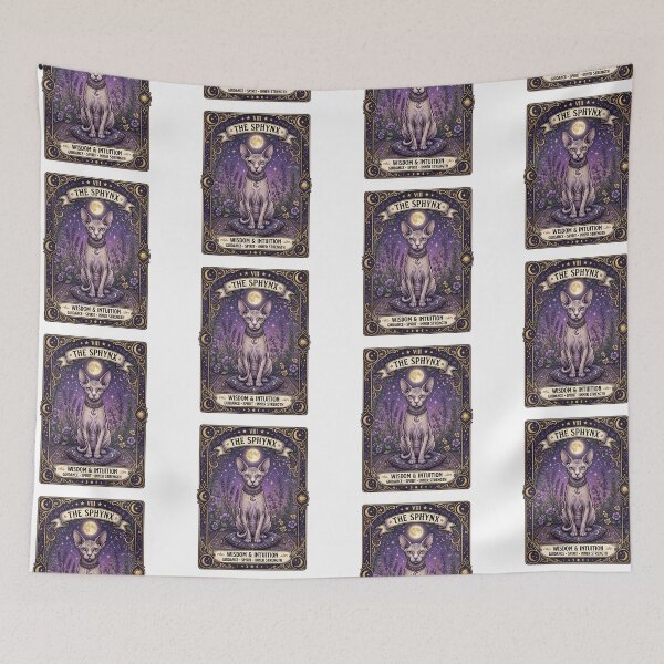 Item preview, Mystic Sphynx Cat Tarot Card Celestial Occult designed and sold by PictoVibe.