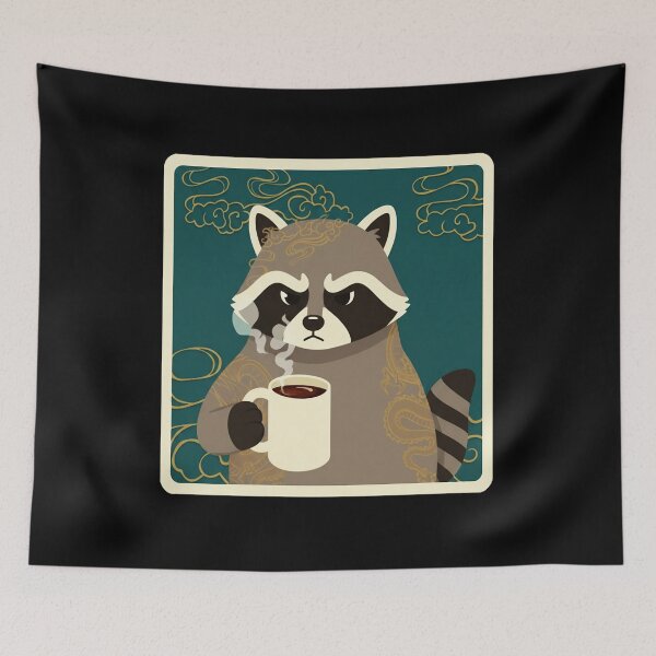 Item preview, Grumpy Raccoon Coffee Lover Vintage Eastern Animal Portrait designed and sold by JordynLadukeg65.