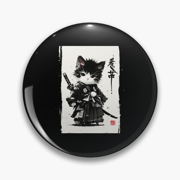 Item preview, Minimal Samurai Cat Ink With Cute Japanese Warrior Style designed and sold by titanlevi.