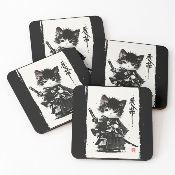Item preview, Minimal Samurai Cat Ink With Cute Japanese Warrior Style designed and sold by titanlevi.