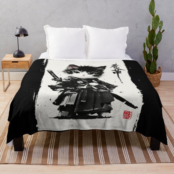 Item preview, Minimal Samurai Cat Ink With Cute Japanese Warrior Style designed and sold by titanlevi.