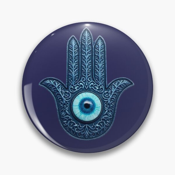 Item preview, Dark Navy Blue Hamsa Hand Evil Eye Mystical Boho Celestial Art designed and sold by ZenWealthDesign.