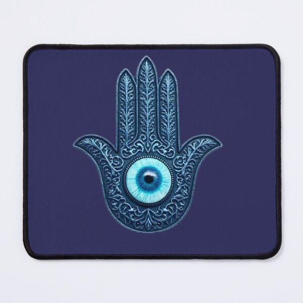 Item preview, Dark Navy Blue Hamsa Hand Evil Eye Mystical Boho Celestial Art designed and sold by ZenWealthDesign.