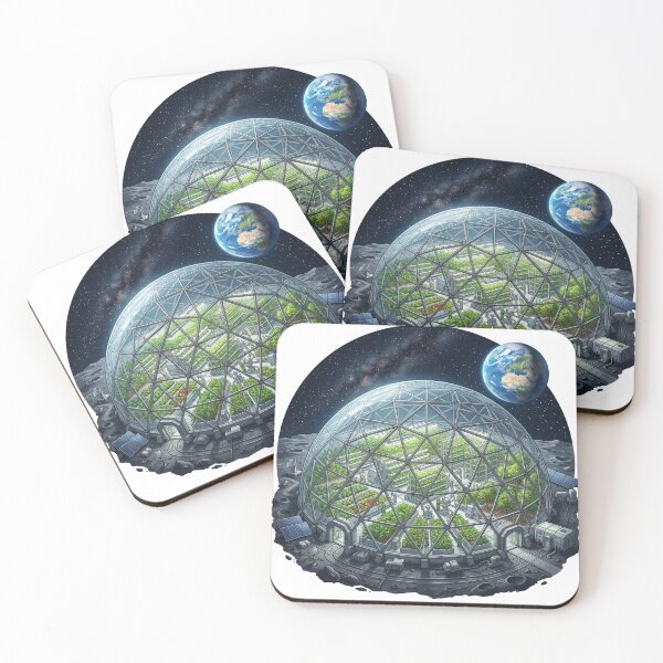 Item preview, Artemis Lunar Base Green Greenhouse Solarpunk Sci Fi designed and sold by PictoVibe.
