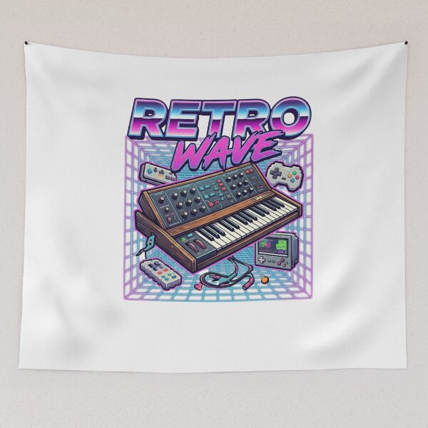 Item preview, Retro Wave Synth and Vintage Gaming Grid designed and sold by RoyalDeluxGo.