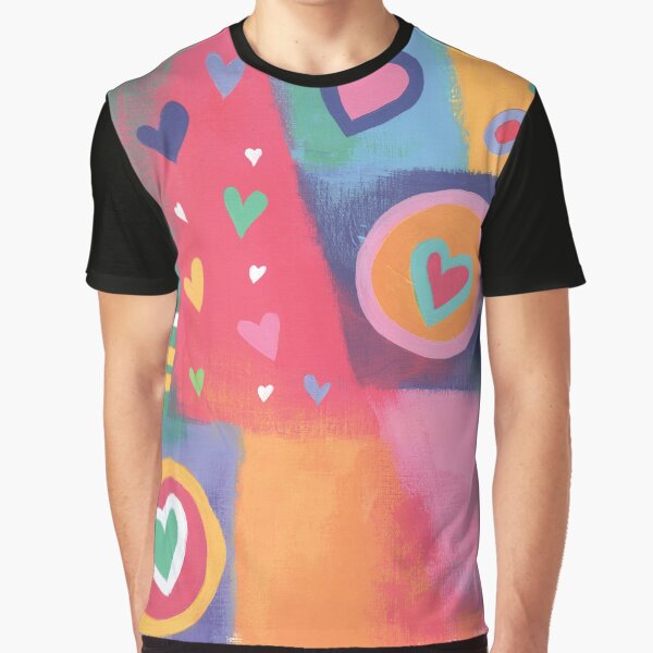 Hearts Patchwork Graphic T-Shirt