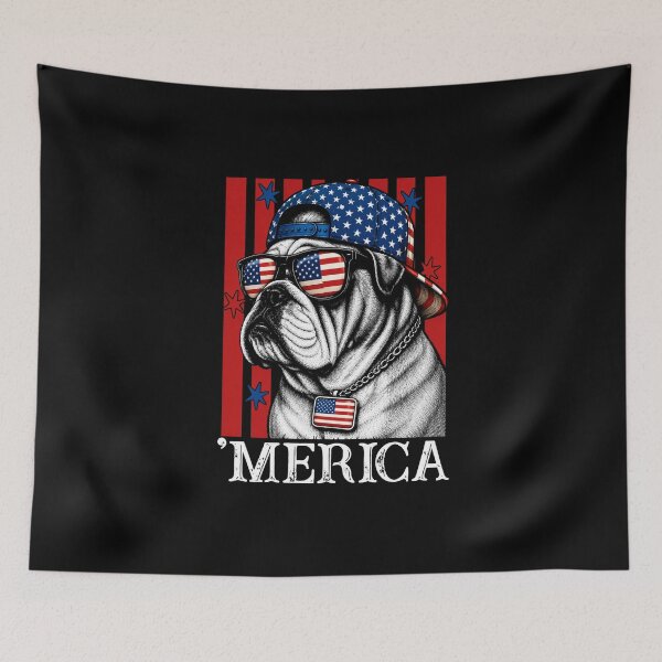 Item preview, Merica Bulldog Comfort Colors ,Funny Patriotic Dog ,American Flag Bulldog ,Retro 4th Of July Tee, 4th of July designed and sold by FreshHub9.