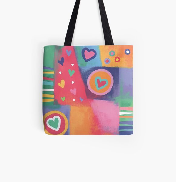 Hearts Patchwork All Over Print Tote Bag