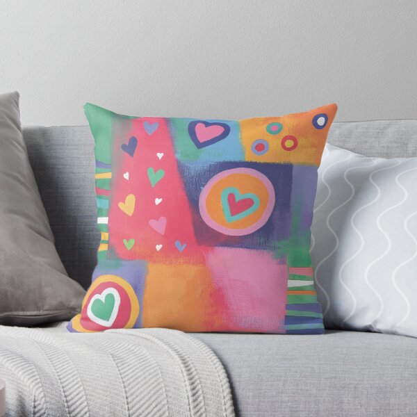 Hearts Patchwork Throw Pillow