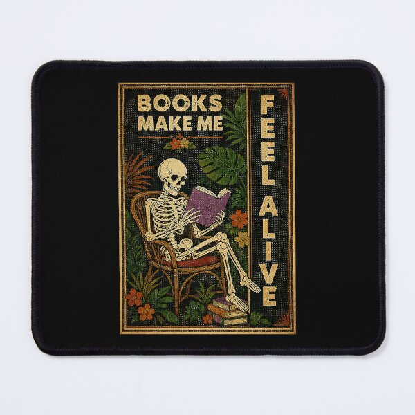 Item preview, Books Make Me Feel Alive Skeleton Reading Vintage Gothic Poster designed and sold by ferminhays.