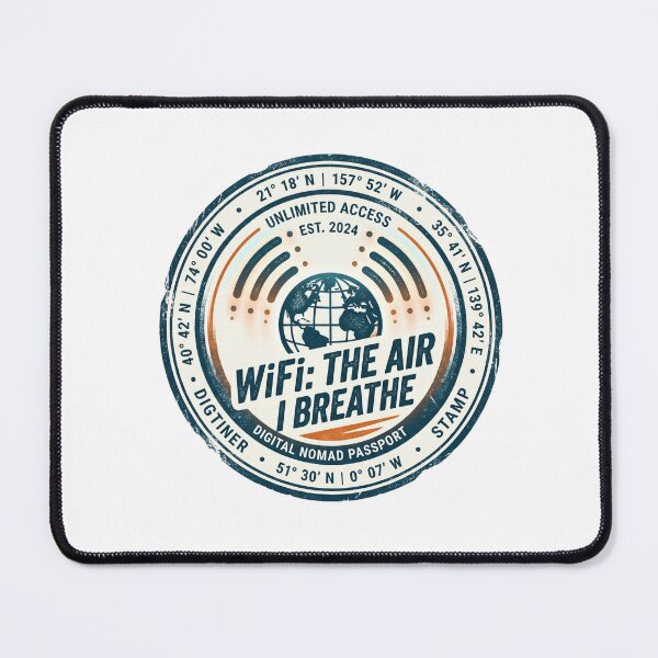 Item preview, WiFi Air Breathe Retro Digital Nomad Remote Work designed and sold by PictoVibe.