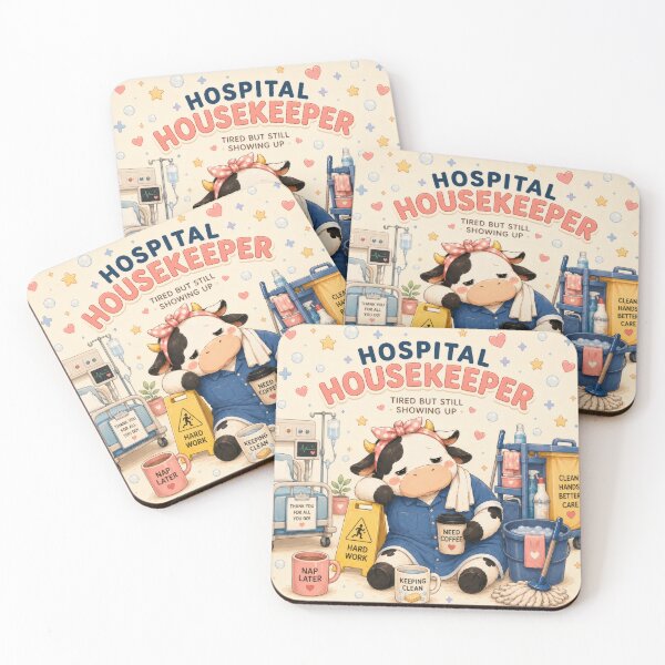 Item preview, Hospital Housekeeper Tired But Still Showing Up Cow designed and sold by Omni Craft .
