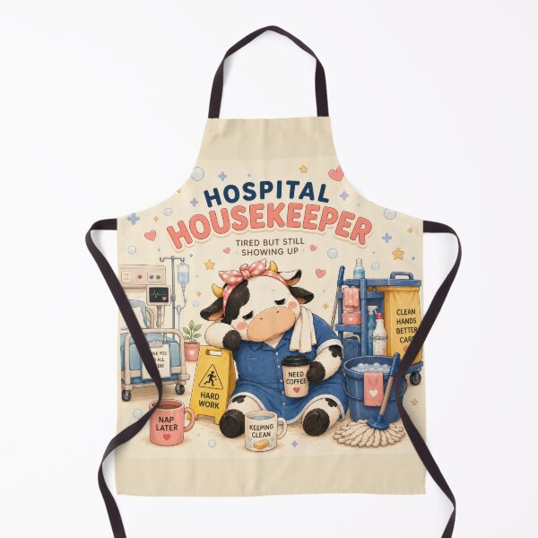 Item preview, Hospital Housekeeper Tired But Still Showing Up Cow designed and sold by Omni Craft .