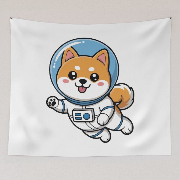 Item preview, Cute Shiba Inu Astronaut in Black Spacesuit Cartoon designed and sold by KrisGraphic45.