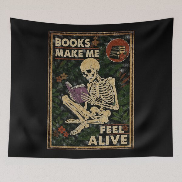 Item preview, Books Make Me Feel Alive Vintage Skeleton Reading Gothic Library designed and sold by ferminhays.