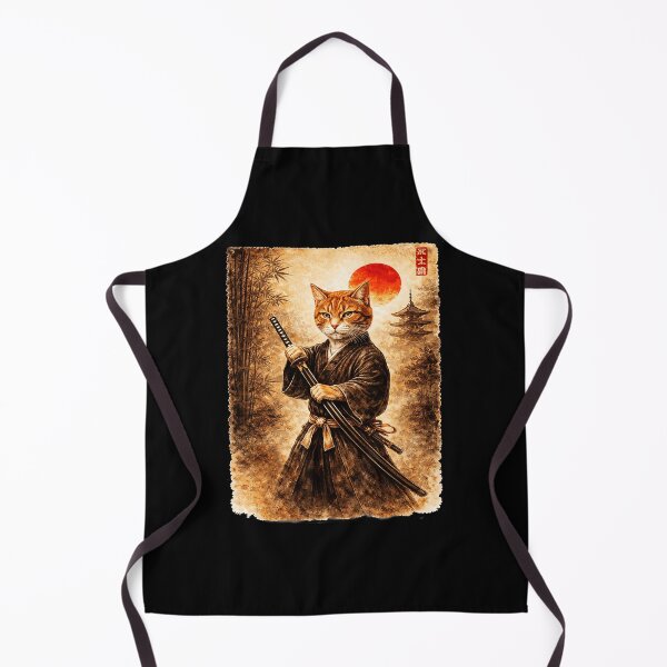 Item preview, Samurai Cat Vintage Japanese Warrior Illustration With Retro Sunset Mood designed and sold by titanlevi.