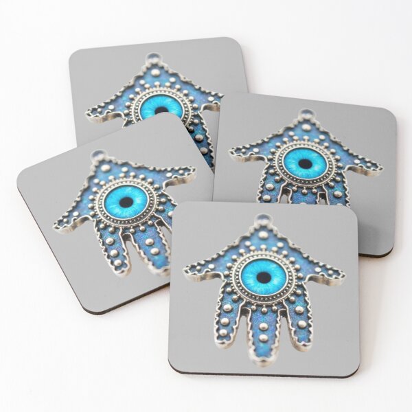 Item preview, Platinum Blue Evil Eye Hamsa Celestial Protection Art designed and sold by ZenWealthDesign.