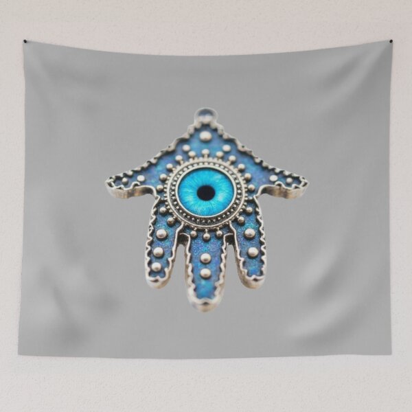 Item preview, Platinum Blue Evil Eye Hamsa Celestial Protection Art designed and sold by ZenWealthDesign.