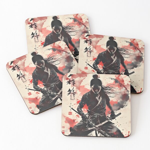 Item preview, Sakura Samurai Girl Japanese Ink Art designed and sold by Neer arts.