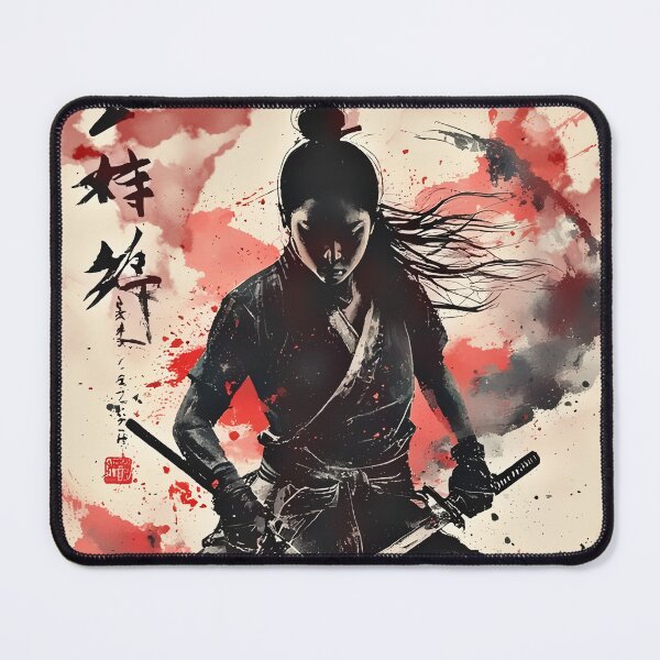 Item preview, Sakura Samurai Girl Japanese Ink Art designed and sold by Neer arts.